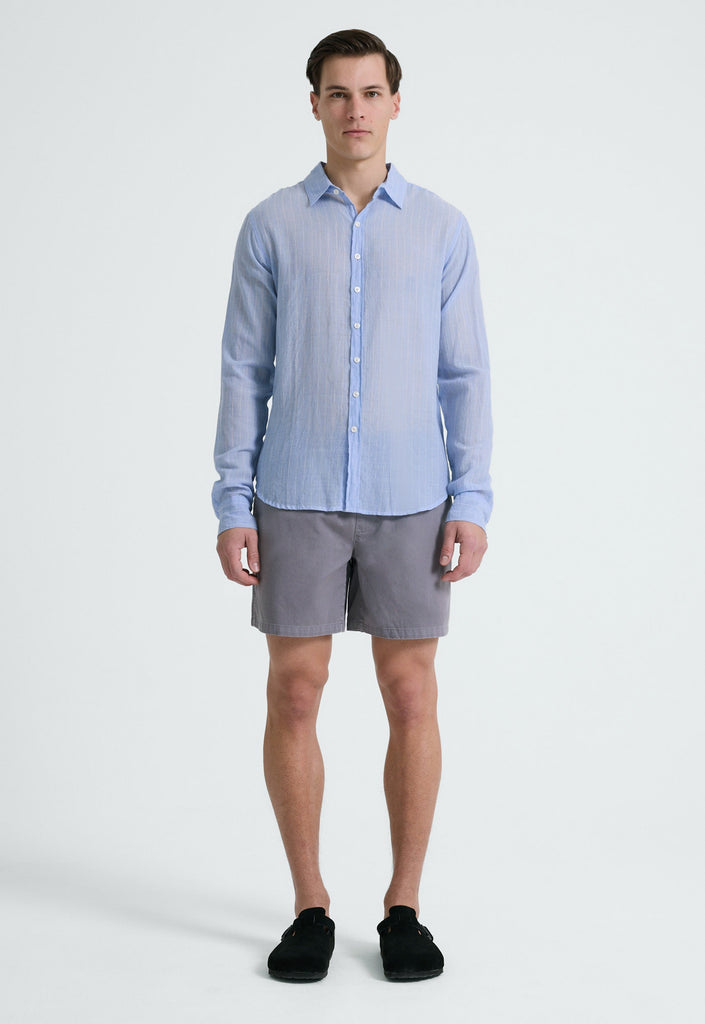 Jac+Jack Shirts Beckett Shirt - Pinstripe in Chambray